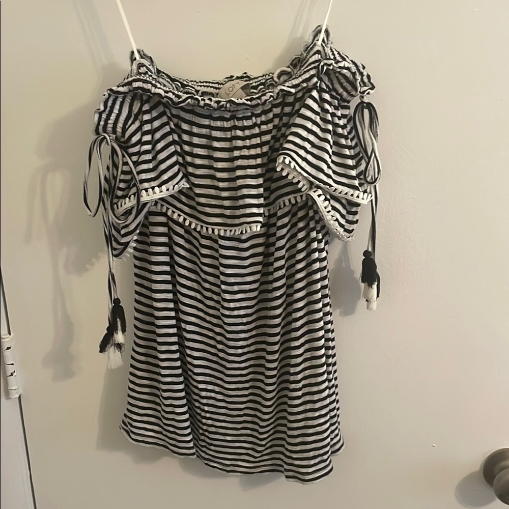 Striped Off-Shoulder Top - Black and White